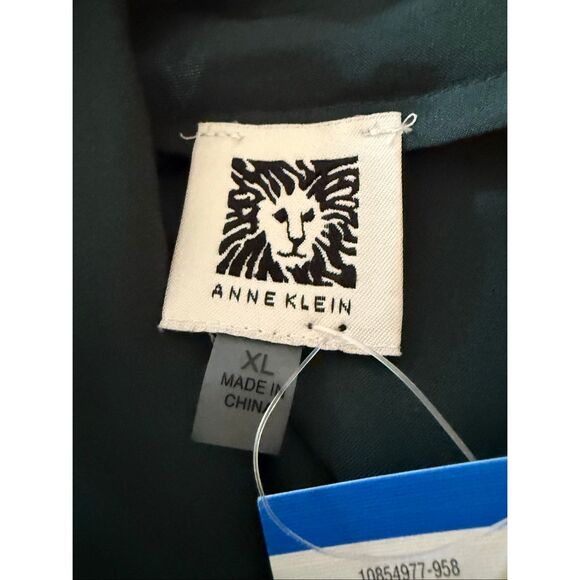 NWT Anne Klein Womens Satin Tie Neck Bow Long Sleeve Blouse Emerald Green XL - Picture 13 of 14